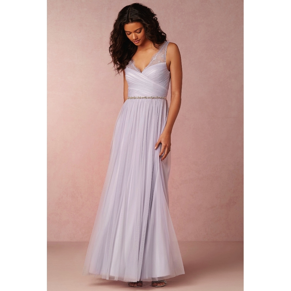 Bhldn Hitherto Anthropologie Fleur Fairycore Lavender Lace Corset Maxi Dress